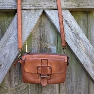 Harbour 2nd Luna Crossbody or Belt Bag in Cognac Genuine Distressed Soft…
